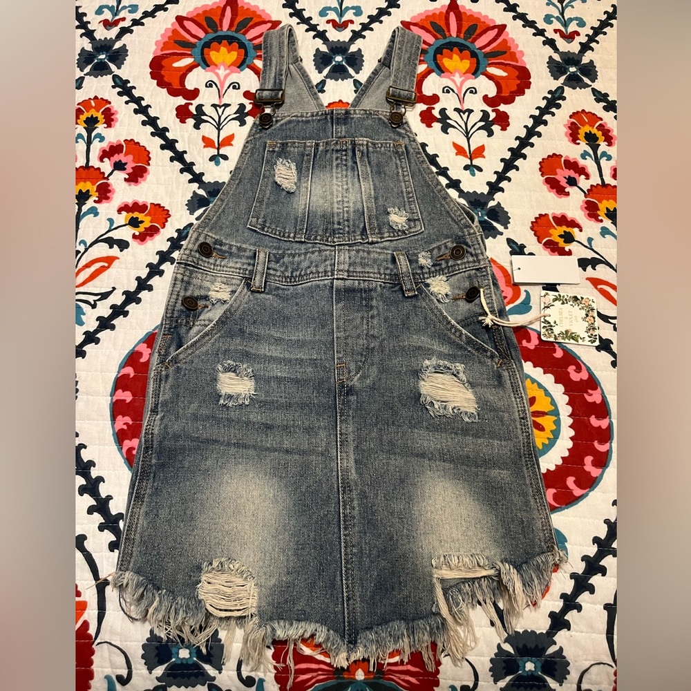 NWT Girls Chelsea & Violet Overall Denim Dress Jumper Medium 8